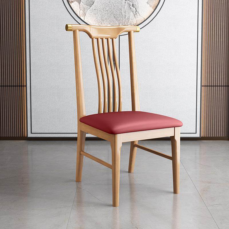 桌久坐整装累靠背椅简约中式实整装5根木餐椅酒新方店饭店黄一圆