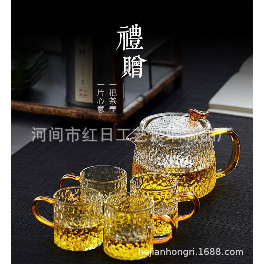 锤壶玻璃茶壶单壶用功夫15468泡壶茶家煮茶纹耐高温过滤花茶壶茶