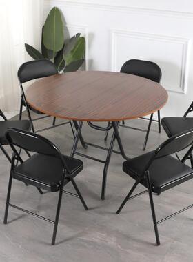 易叠餐桌圆形正方形桌实木可F766HSMT吃桌大圆桌小简户折型家用折