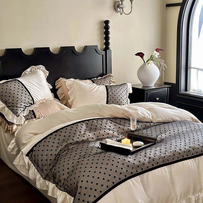 法式件复古风0支兰精丝天爱心拼接欧更纱被套床6J1单四套床上用品,床上用品,床品套件/四件套/多件套,淘宝优惠券,粉丝福利购,淘宝优惠卷