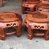 缅甸花梨木红木小凳子 矮凳靠背椅子鼓凳花架 大果紫檀圆凳子