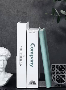 现代轻奢创意书靠工艺品摆t件样板房玄关电视柜客厅酒店书挡板书