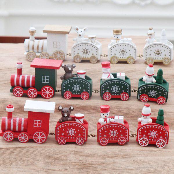 幼儿园儿童圣诞节礼物迷你精致木质桌面圣诞小火车节日礼品小摆件