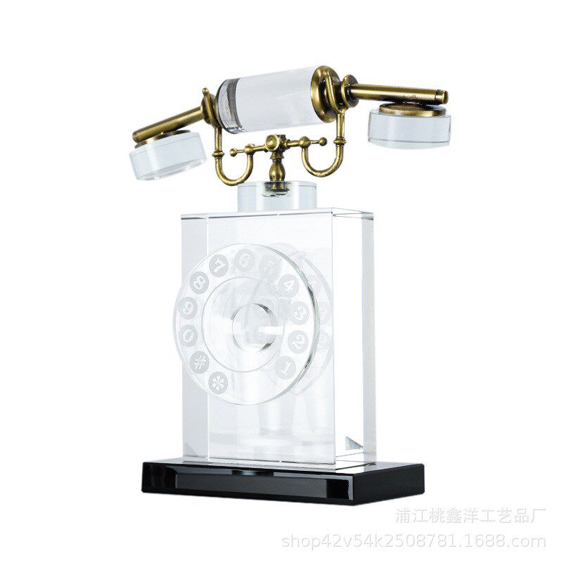 现代复古水晶电话机摆件样板间售楼处销售中心桌面客厅工艺装饰品