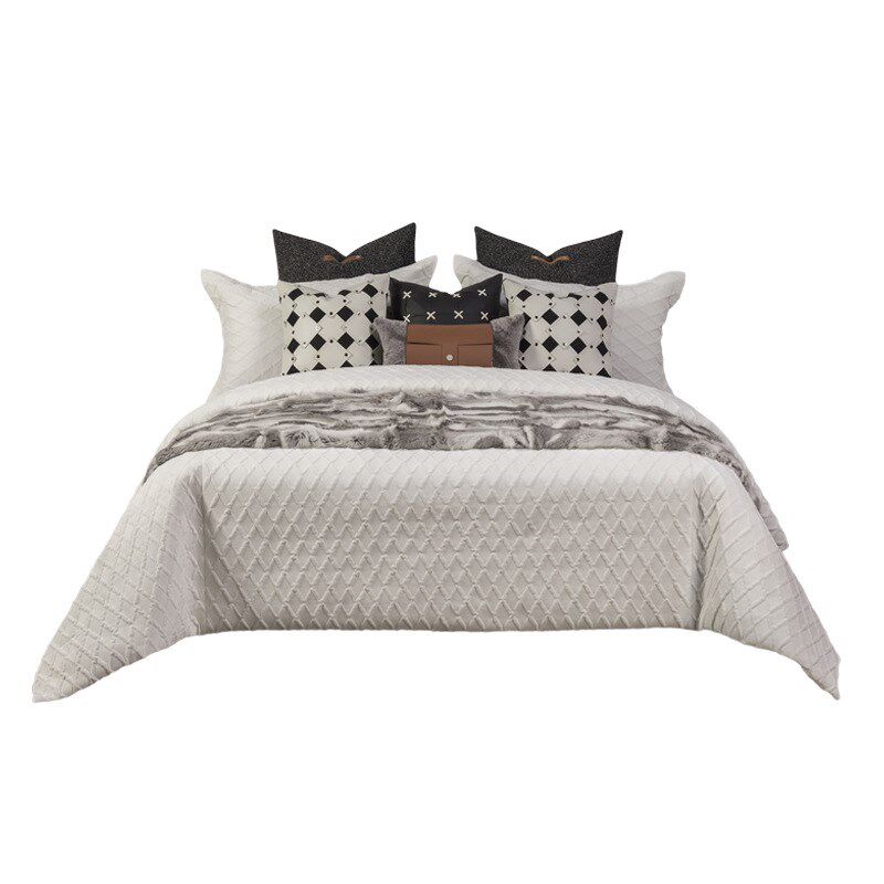 美式多件套展示配搭床上用品黑白样板间样板房现代轻奢风装饰用品