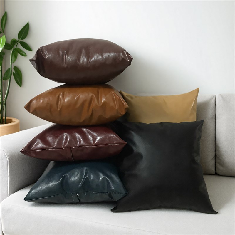 轻奢油蜡皮抱枕套客m厅沙发靠枕中式茶椅腰枕芯靠背垫PU皮枕头防