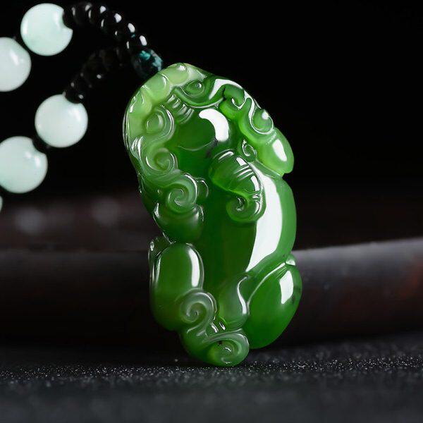 和田玉天然碧玉貔貅吊坠男款玉石项链女士玉吊坠皮丘挂件玉坠手工