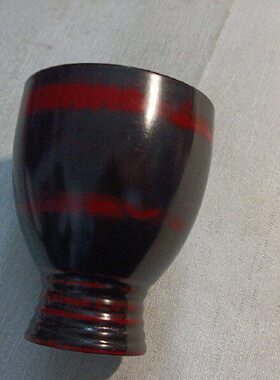 早期根来塗高脚漆器木制杯80mmx100mm茶杯酒杯