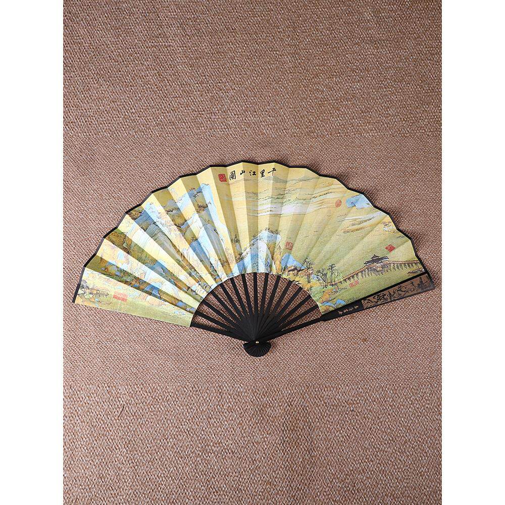 中国风格寸男士折扇丝绸丝绸布工艺古风古典舞蹈水墨风格定制礼品