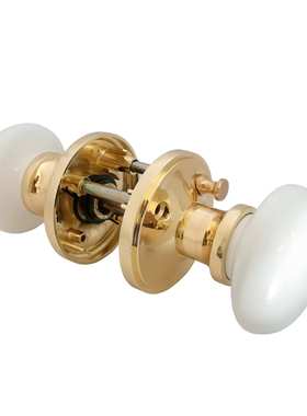 陶瓷球锁亮金色房门浴室锁白色圆形陶瓷厕所门锁golden door knob