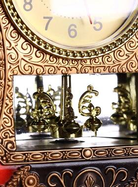 欧式台钟仿古座钟客厅装饰钟静音扫秒钟表12首音乐报时F015