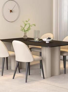 纯户黑色岩板餐桌新款意式高端现ZBK代简吃家用2025小型长约方形