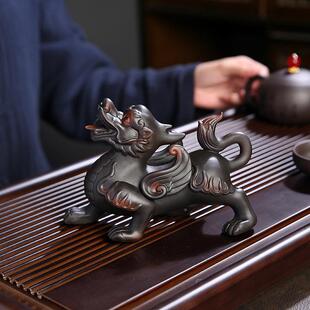 新款装件饰紫陶貔貅茶对宠摆一可养KIV家居装具饰茶台茶桌茶配件