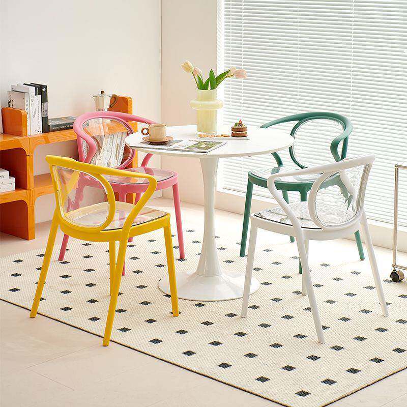 人子餐椅家用塑加厚现代简约4CIE8靠背休闲9椅8餐厅透明椅收藏料