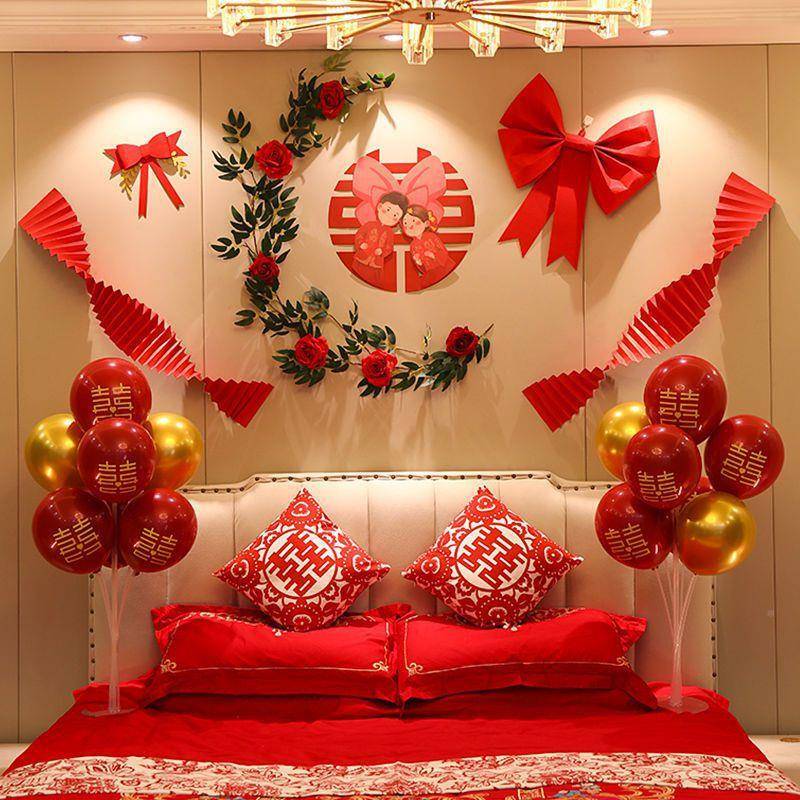 婚房布置全套套男方女方客房间卧室厅庆新房婚拉装花结婚MQC用品