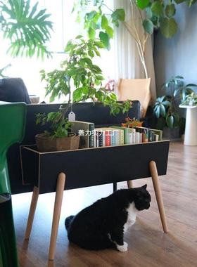 日床头柜架实木花架书床边可JTP移式动客厅落地物架阳台边几植置