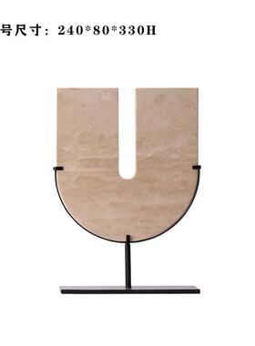 现代创1051玄意新中黄洞大石理石铁艺摆件样板房关售楼处别墅装饰