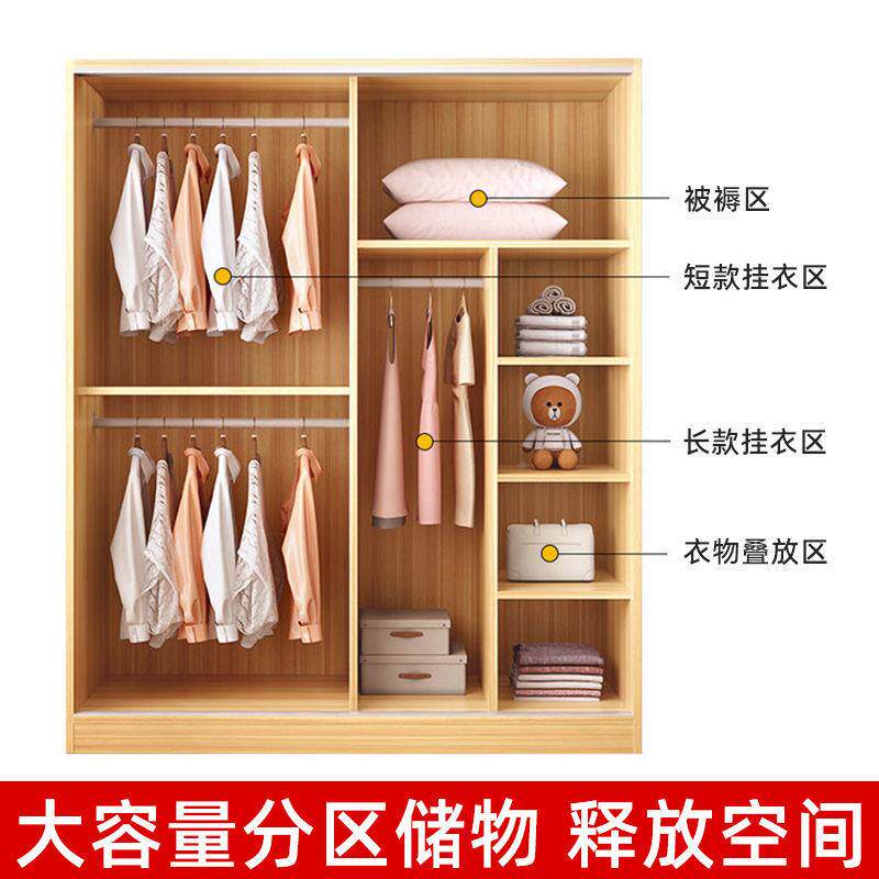 衣家用易卧室出租房用简装儿童推组拉门衣柜小户型CNE储物柜柜子