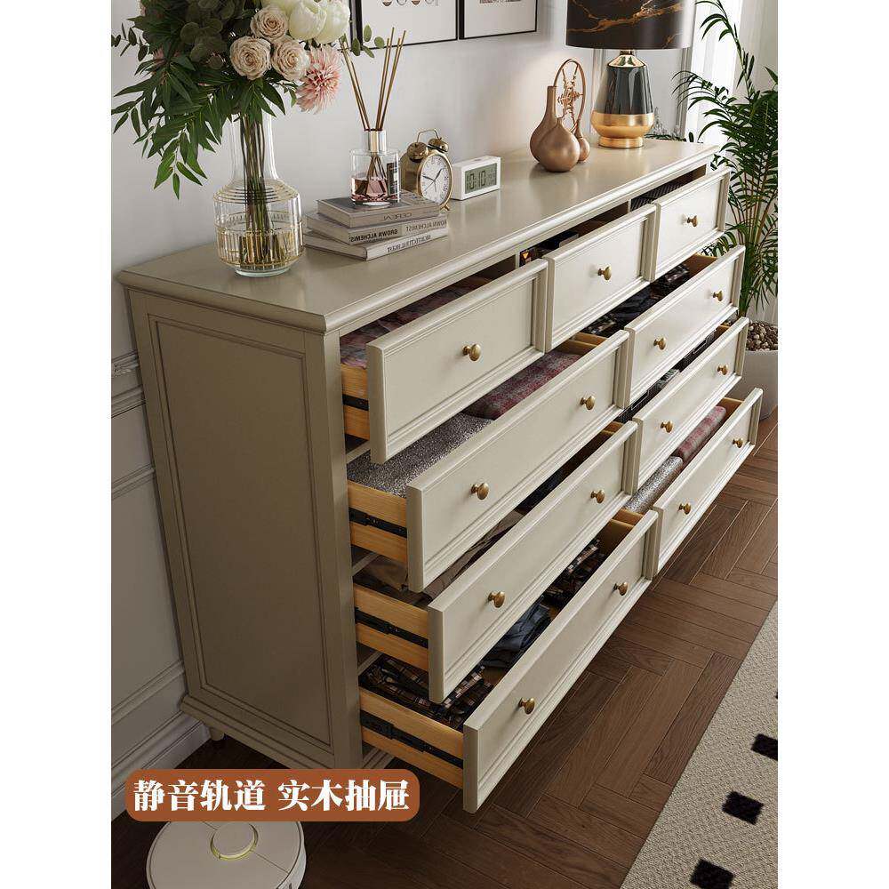 美式实木斗轻奢客厅收柜纳九柜储物柜橱JS01主卧室床尾七斗柜现代