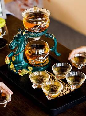 到成马玻璃全自动茶具套A8183装家吸用办功公室防烫简约磁懒人功