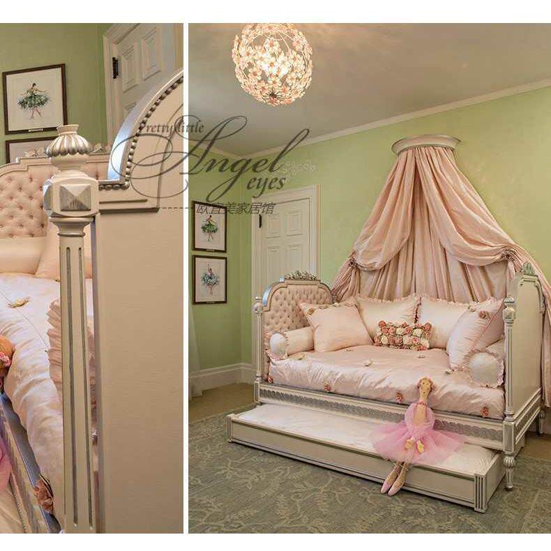 美式式实木床新欧可典简约全实木儿童床法式储物古布艺软包单