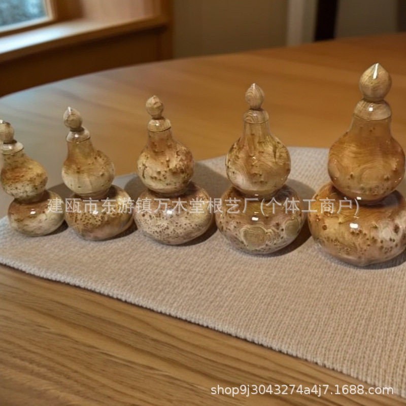 原木风榴花根雕葫芦摆件美观工艺品香杉木葫芦摆件送礼装饰中式原