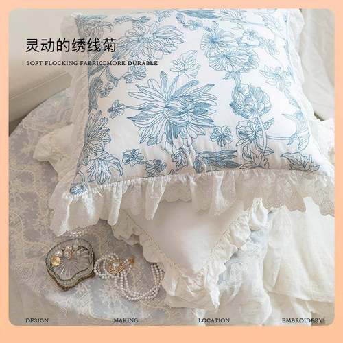 ?蜡笔园派浮F765TH6T花抱枕|法式田复古|小氛清新靠枕绣花靠垫感