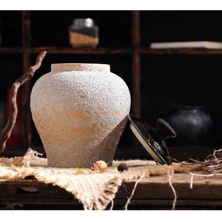 做旧粗陶花瓶干花客厅插花艺新中式禅意陶瓷家居装饰陶罐餐桌摆件