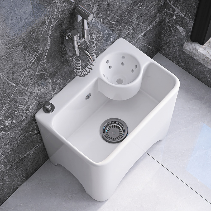 陶瓷拧拖把池f阳台拖布盆卫生间墩布池自带沥水篮拖把拖布池地拖