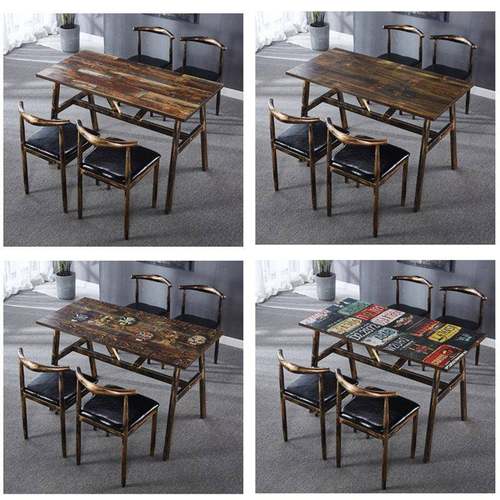 商用复古主题桌椅938组合早餐食堂餐桌餐椅快排档面馆大小吃饭店