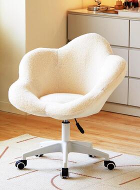 网红化妆SVS椅女生卧凳室妆台子轻奢奶油风旋转化妆凳花靠瓣背椅