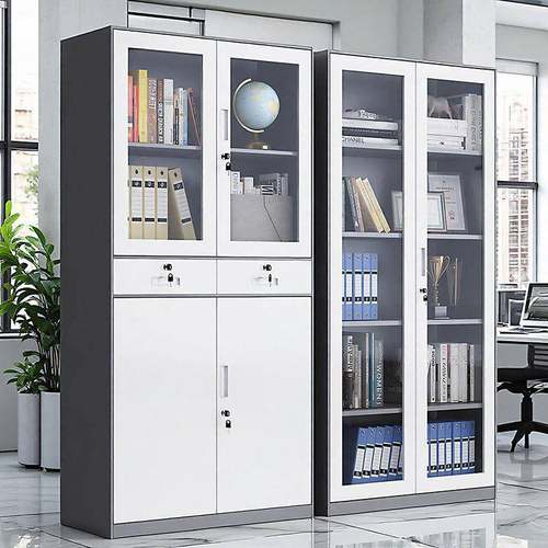 铁皮务文柜资见详情料柜钢制办色公室件带锁收纳柜窄边套财凭证柜