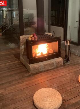?壁炉LS900真火民铸燃木家用取暖器现代柴欧式铁嵌入烧木炉芯自建