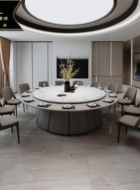 1新MKXR-009中式店酒桌餐电动大圆桌12/5/30人包厢餐厅实木桌椅组合