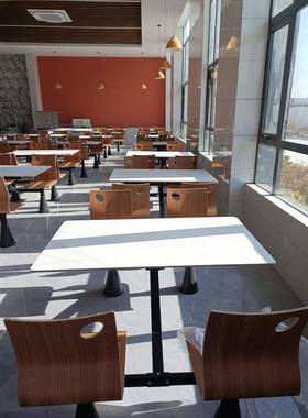 堂连体饭快餐桌椅可订学食校堂餐人桌椅组合4人6ZPF餐桌学生员工