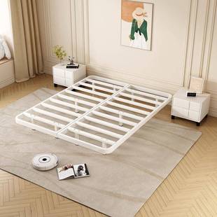 日式艺简约无头悬浮床架子排骨架家用铁架床加厚单00人床双人铁子