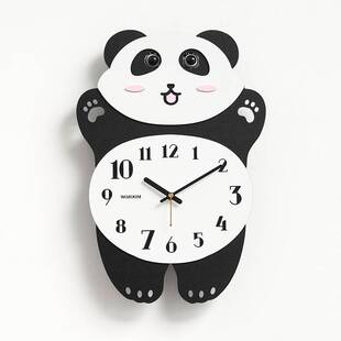 wozoom屋准免打孔创意熊猫挂钟家用客厅2026新款钟表简约大气时钟