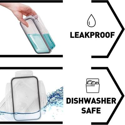 跨境4914件套密封粮料储存容器按扣2锁方形杂罐保鲜储塑物盒不含B