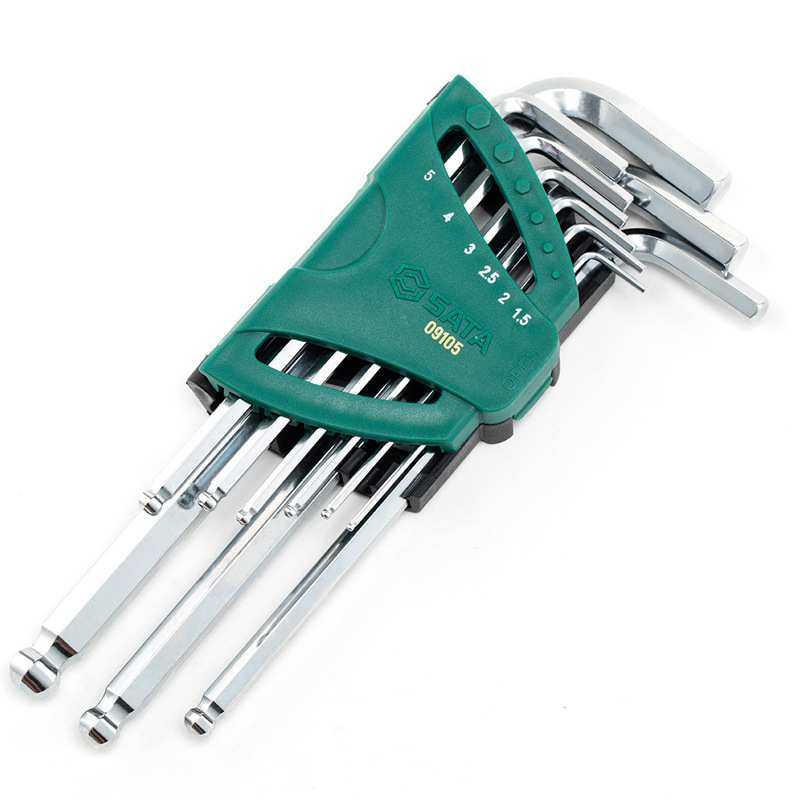 世达09105内六角扳手套装加长球头六角匙内六方加硬公制9件套