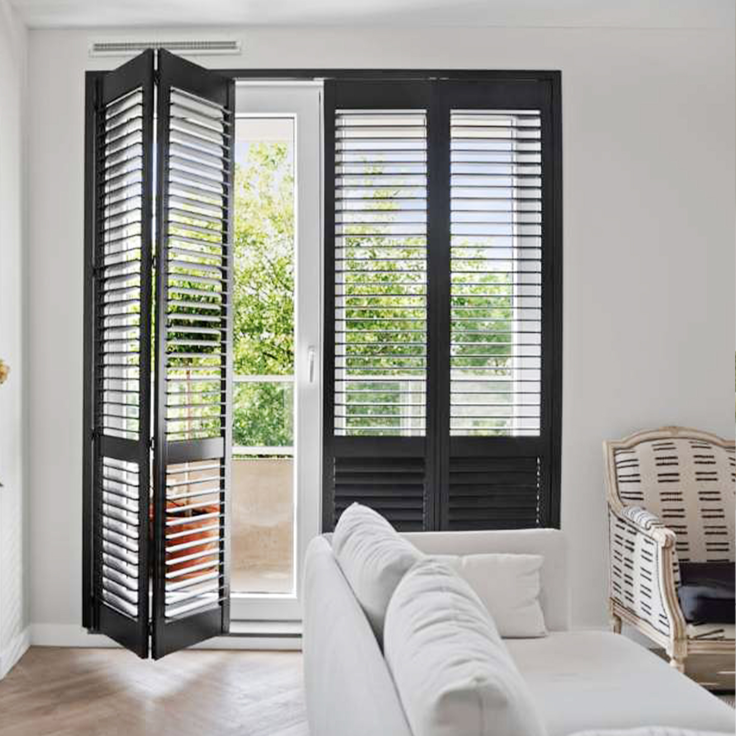 欧式进口实木百叶隔断门窗推拉式