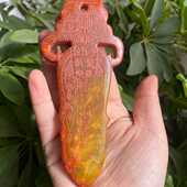 仿古玉器摆件 老玉岫玉做旧玉器双面古玉和氏璧摆件工艺品