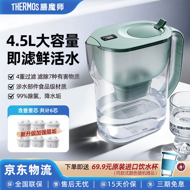 【25年新款】膳魔师净水壶滤水壶净水器家用4.5L过滤自来水