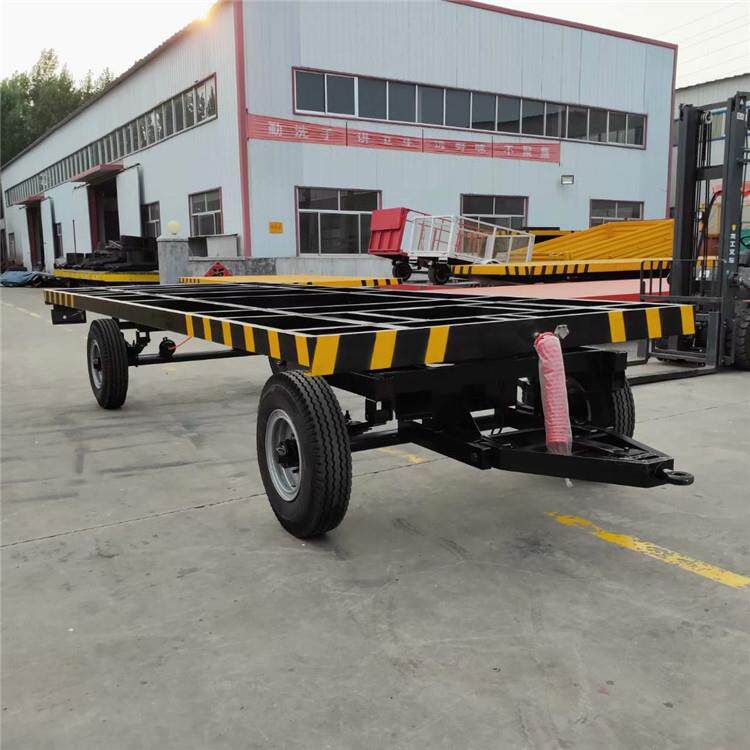 厂家供应4吨拖车型框架式集装箱拖车厂区周转方仓平板拖车