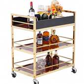 定制广告位不锈钢手推车酒店餐厅KTV商用酒水送餐4S店服务小推车