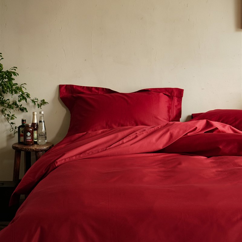 云缇红色长绒棉婚庆四件组纯棉结婚礼物婚房喜被婚礼牀上用品