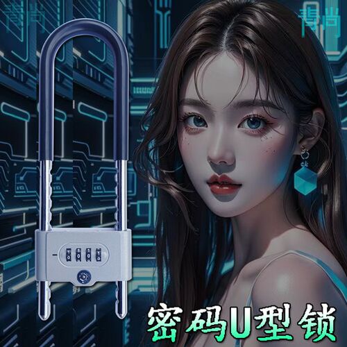 密码锁玻璃门锁挂锁防盗u型w锁门锁u形锁锁具商铺家用加长密码锁