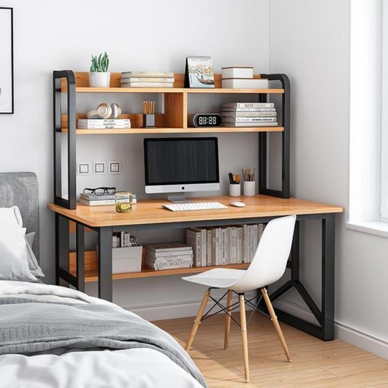 电脑桌台式书桌书架一体桌简约家用办公桌子卧室学生学习写字桌子