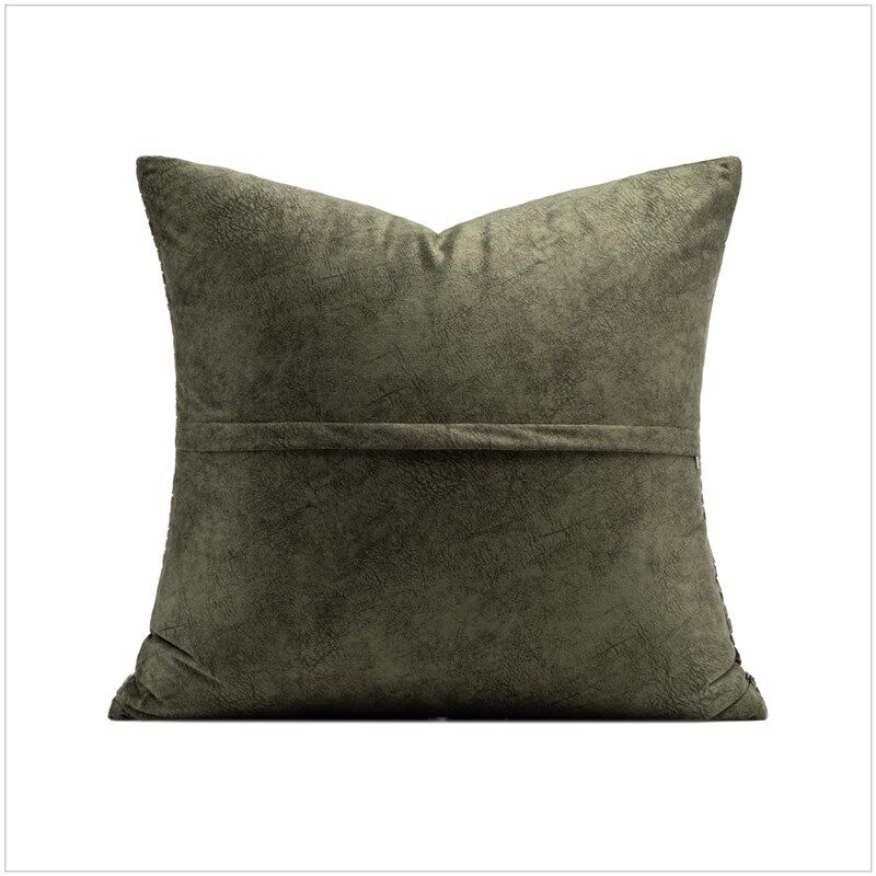 别墅客厅沙发抱枕绿色冰花绒靠枕样板间飘窗方枕套酒店床上靠垫枕