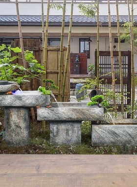 庭院鱼池假山造景石磨公司室内玄关阳台流水景观摆件户外花园布置