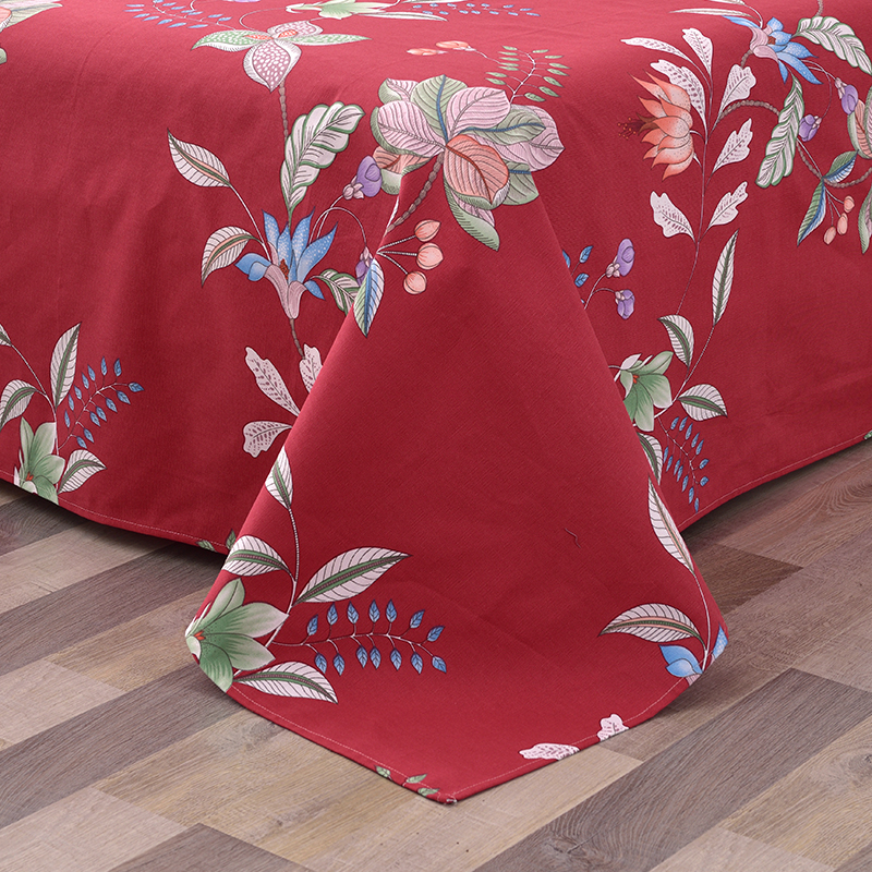 不起球不易皱 全棉老粗布床单纯棉红色喜庆加厚加密三件套可定制